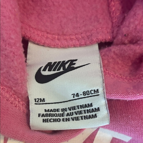 Nike Bright Pink Hoodie with Logo Size 12 months - Picture 2 of 2